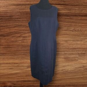 Jessica Howard Navy Linen Blend Midi Dress Size 16